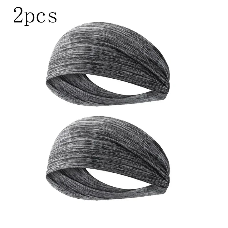 1/8PC Sweatband For Men Women Elastic Sport Hairbands Head Band Yoga Headbands Headwear Headwrap Sports Workout Hair Accessories Oasis Select grey-2pcs