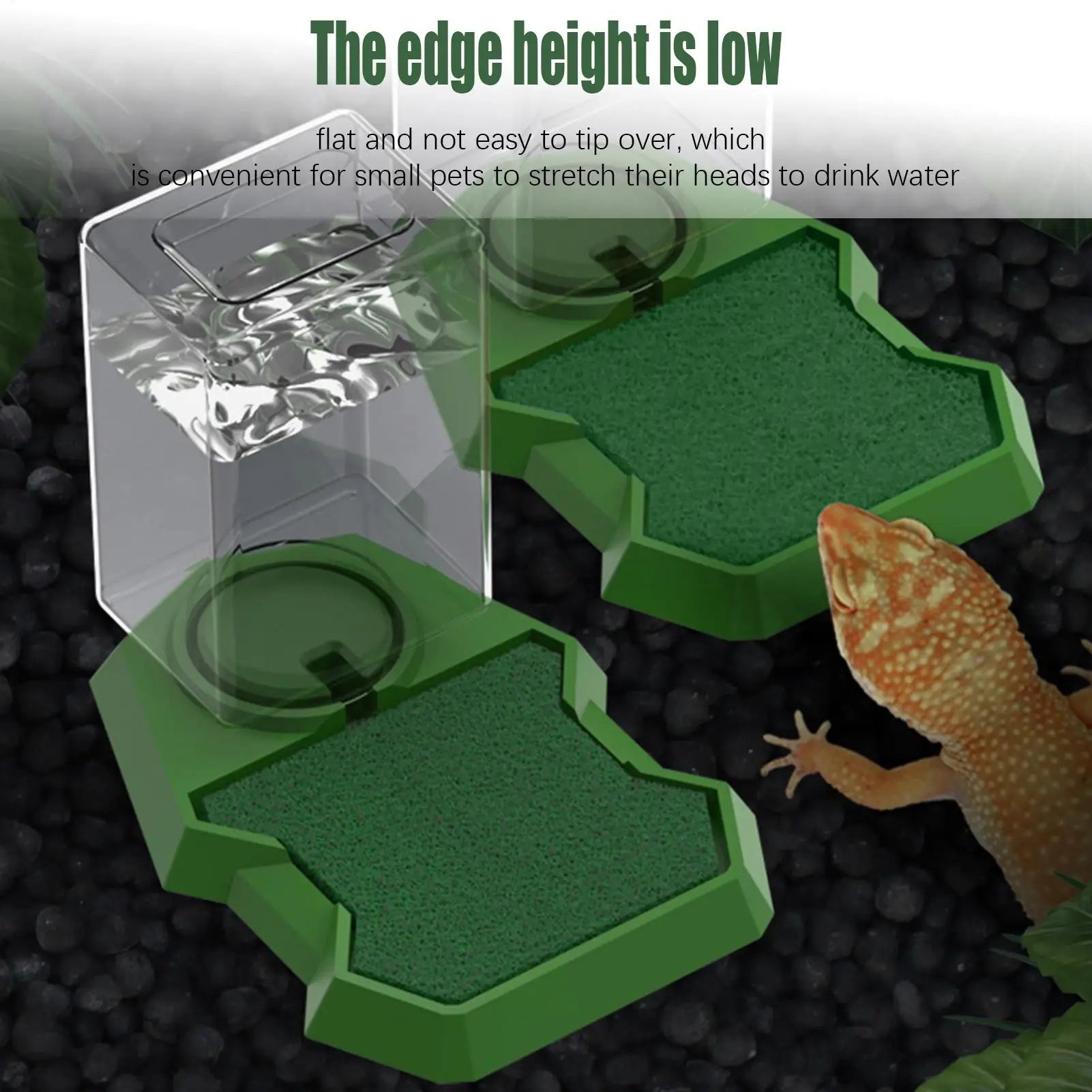 Reptile Water Dispenser Reptile Water Dish Bowl Anti-slip Large Capacity Turtle Feeders Waterer For Snake Terrarium Tank Oasis Select