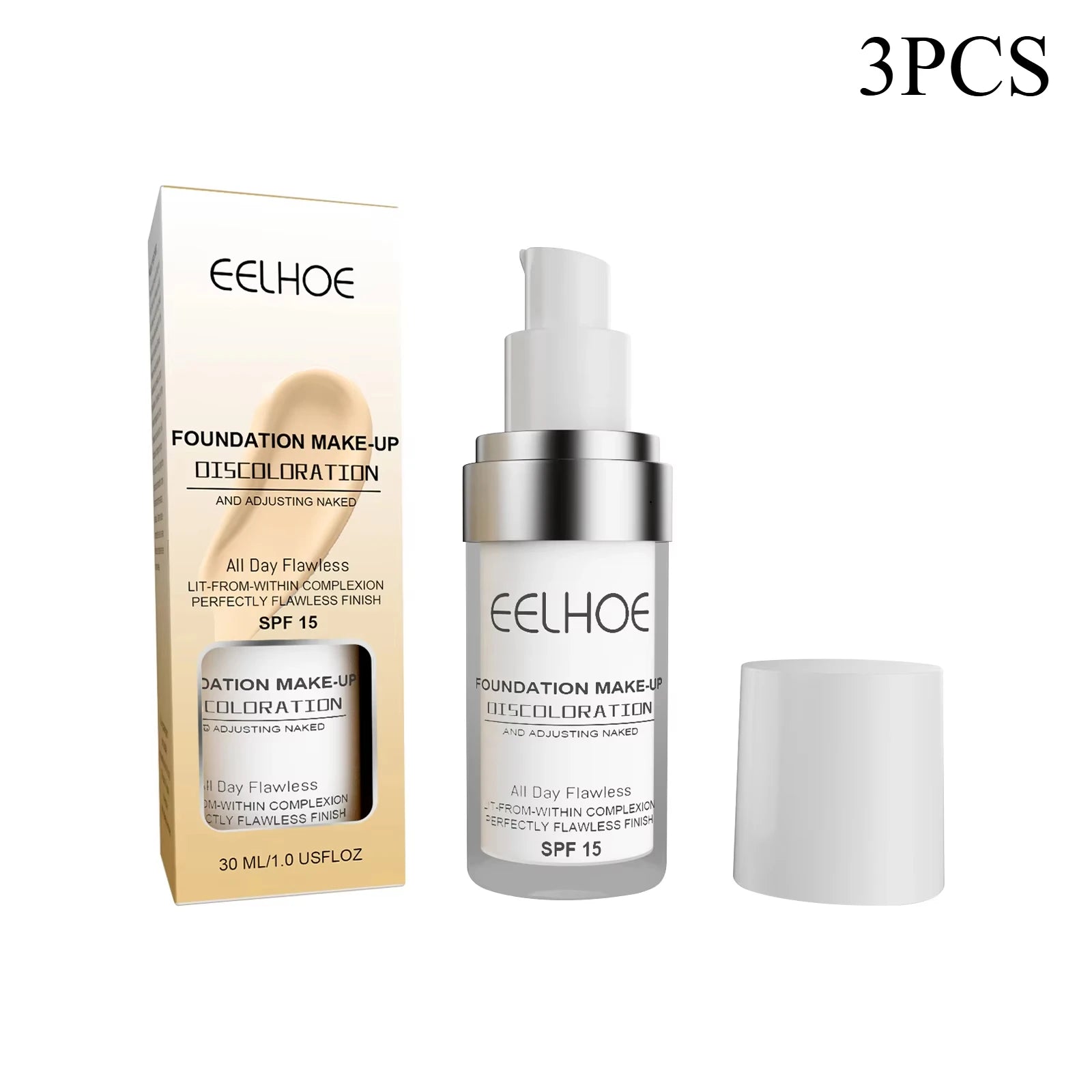 EELHOE Color Changing Liquid Foundation Moisturizing Waterproof No Creasing No Separation Concealer Makeup Products Wholesale Oasis Select 3pcs