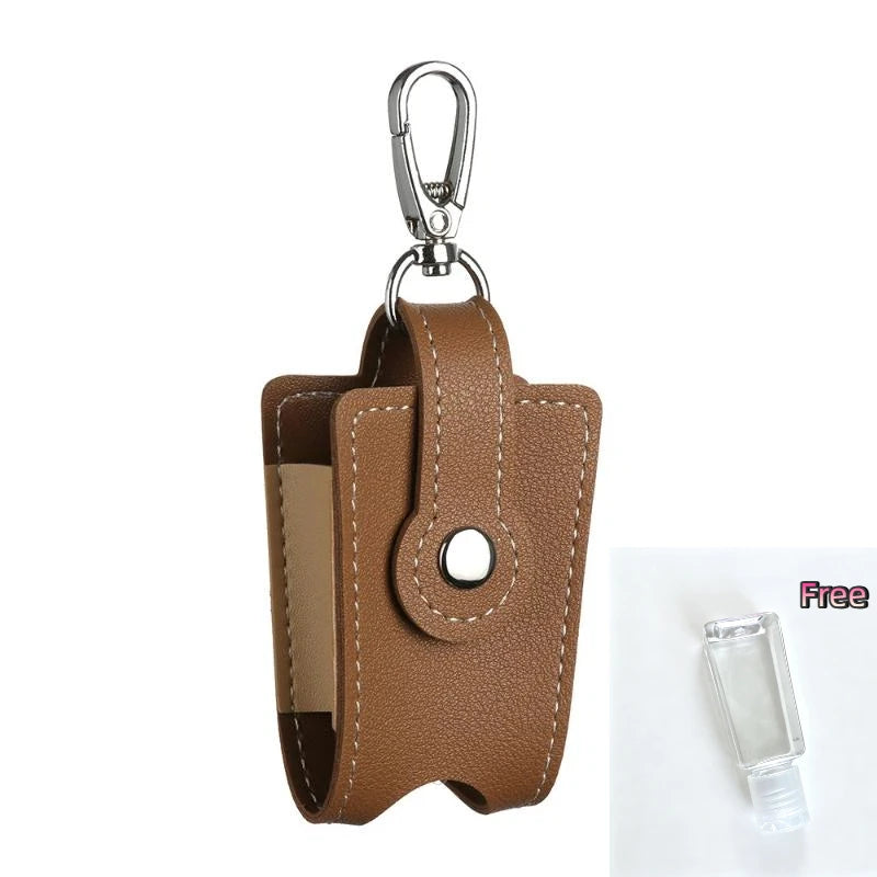 PU Leather Hand Holder With Metal Keychain Empty Refillable Bottle For Daily Commute Travel Outdoor Activities Oasis Select MR-05