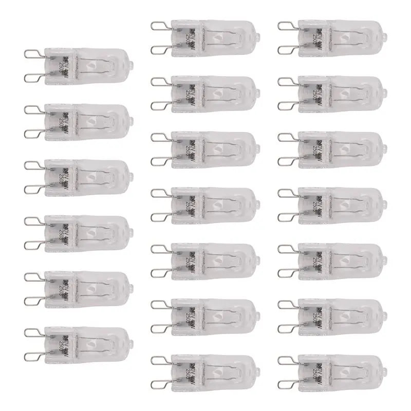 LIKE WISH 20Pcs G9 Halogen Light Bulbs, Clear Halogen Lamps Dimmable,Warm White 2800K For Chandeliers,Pendants,Landscape Lights Oasis Select