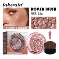 Lakerain Roller Blush Long-lasting Holding Natural Makeup Spherical Appearance Design Powdery Texture Pearlescent Effect Blush Oasis Select Rusty Brown