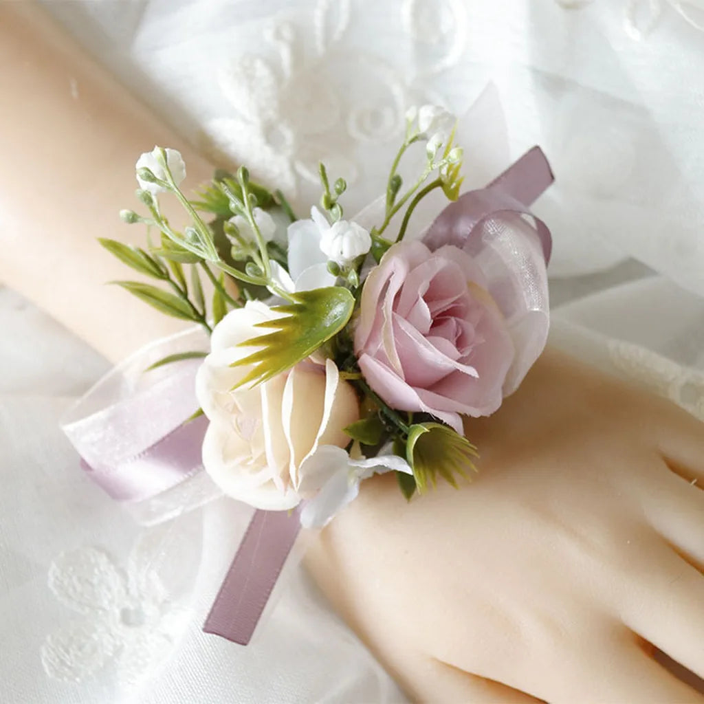 Artificial Fabric Corsage & Wrist Flower | Satin Wedding