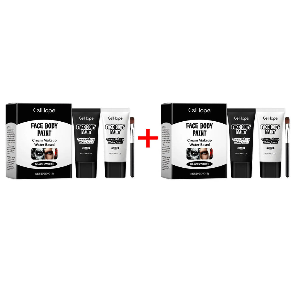 Halloween Black & White Face Paint Cream – Clown Cosplay Makeup Halloween Face Paint Oasis Select 2sets boxed