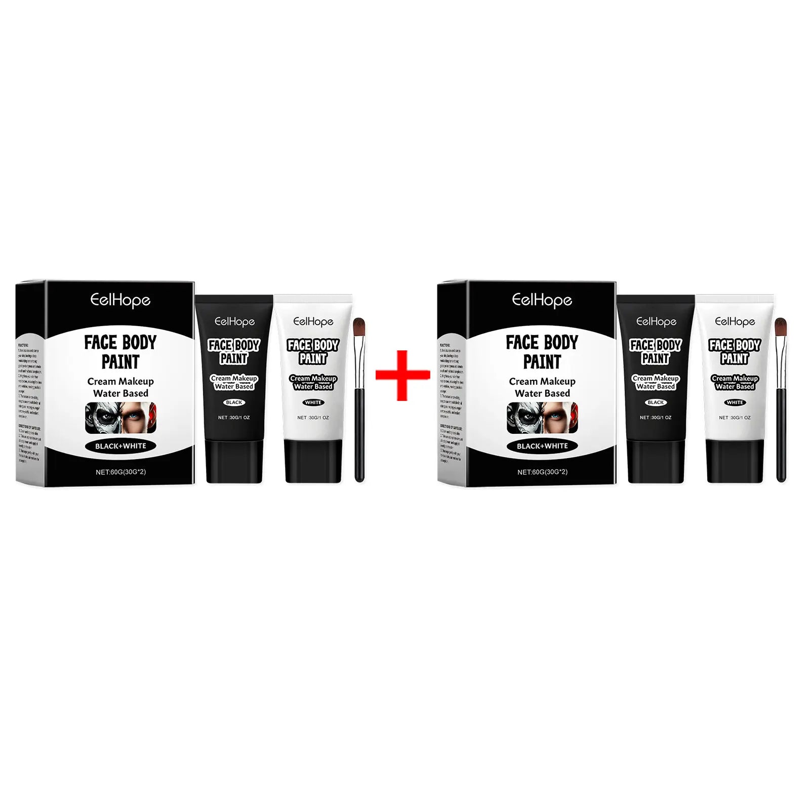 Halloween Black & White Face Paint Cream – Clown Cosplay Makeup Halloween Face Paint Oasis Select 2sets boxed