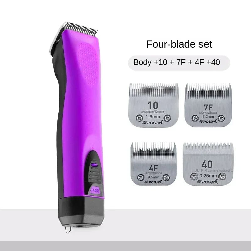 Professional Shaver Pet Electric Clipper Dog Electric Clipper Plug-in Dual-use Cat Teddy Shaver Electric Pusher CP-9060 Set Oasis Select purple As picture 6 EU plug