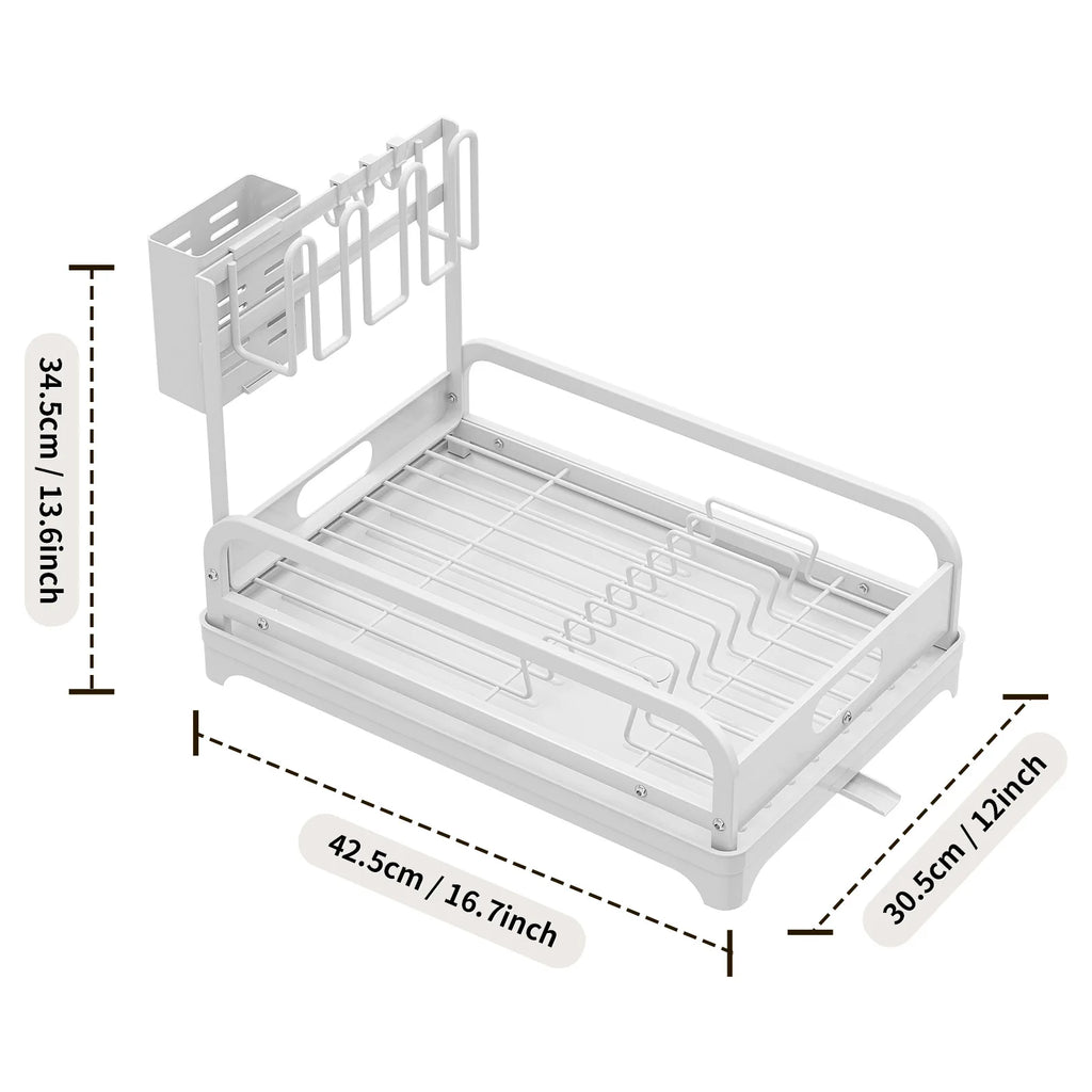 Kitchen Drying Rack Drain Rack Next to Dishwasher Tableware Storage Rack Cup Rack Cutlery Dish Rack Oasis Select White