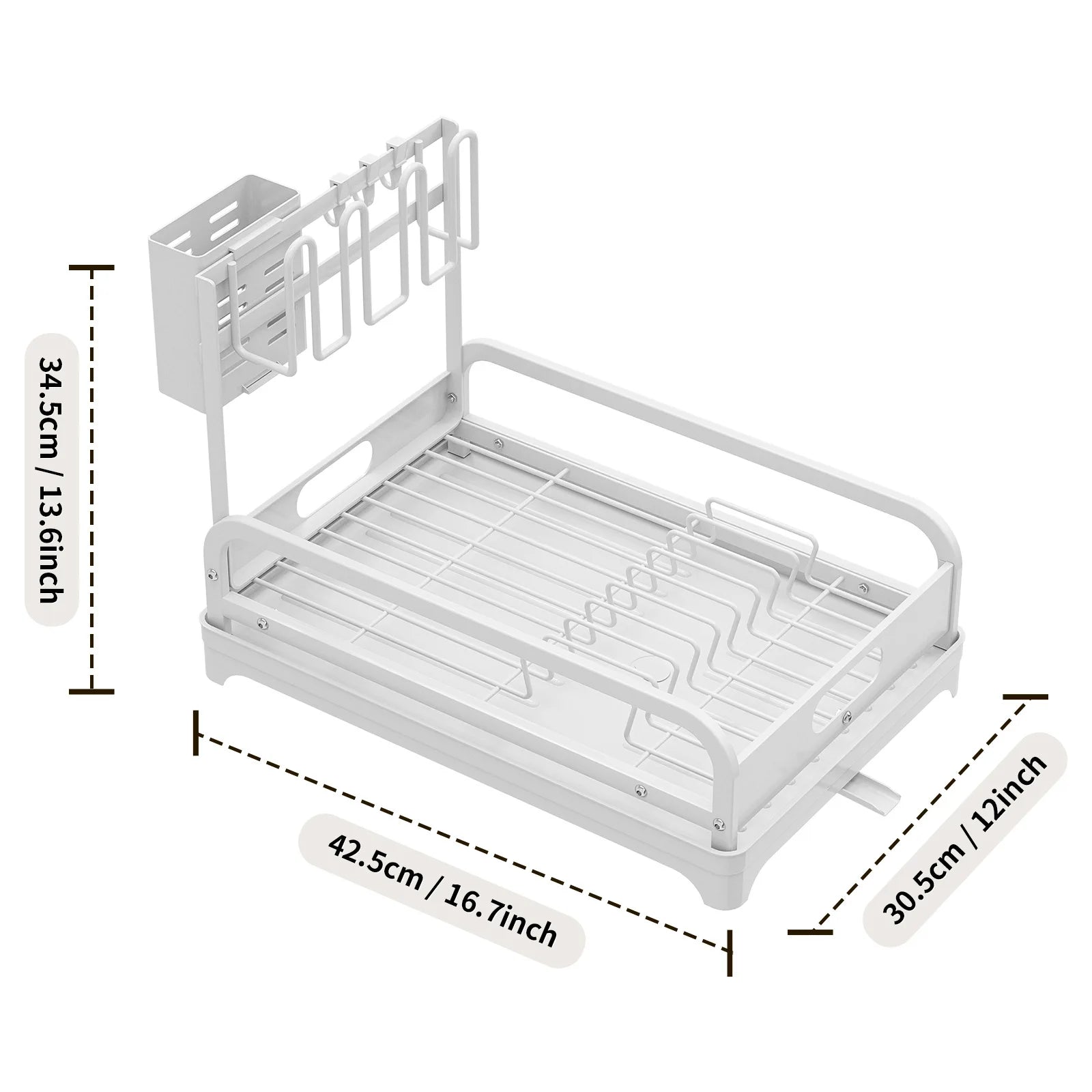 Kitchen Drying Rack Drain Rack Next to Dishwasher Tableware Storage Rack Cup Rack Cutlery Dish Rack Oasis Select White