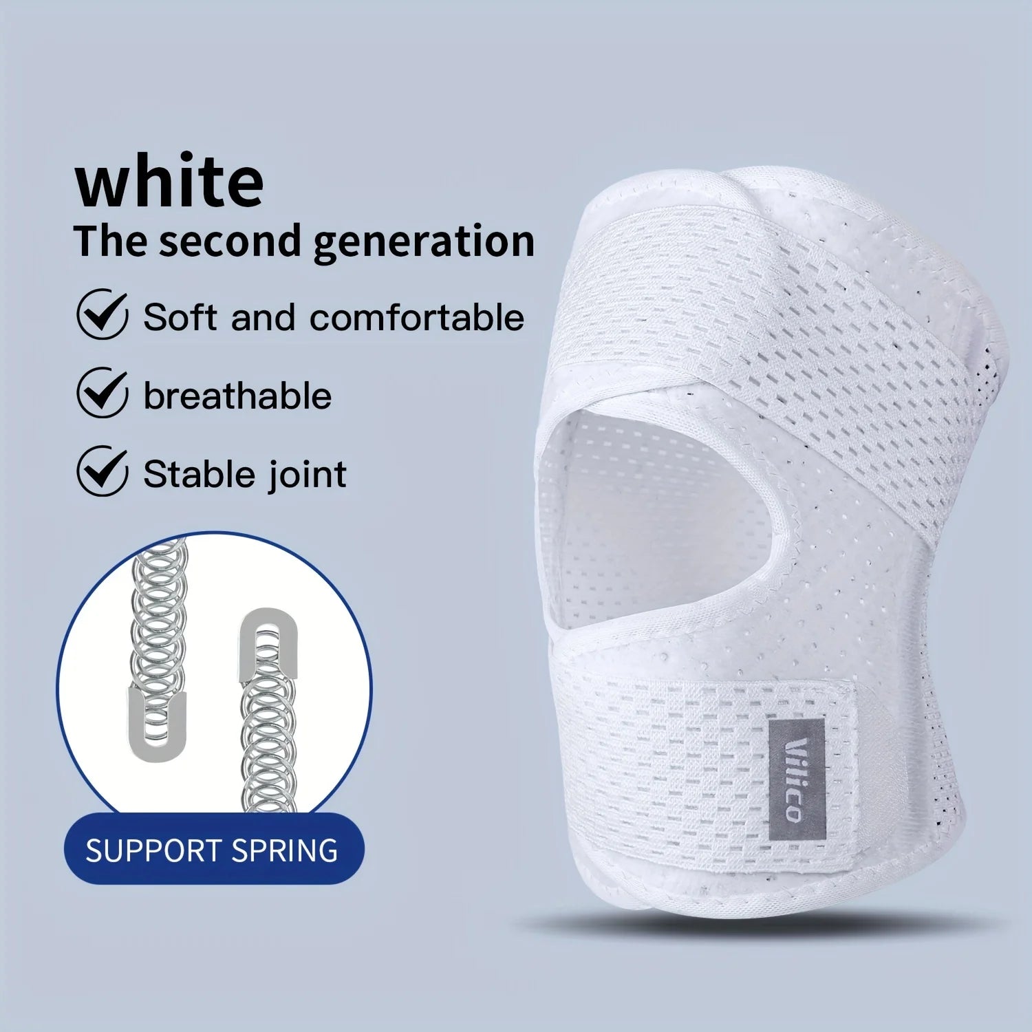 Elastic Strap Sports Knee Pads for Both Men and Women, Fitness Basketball Knee Pads Support Suitable for Various Outdoor Sports Oasis Select WHITE M