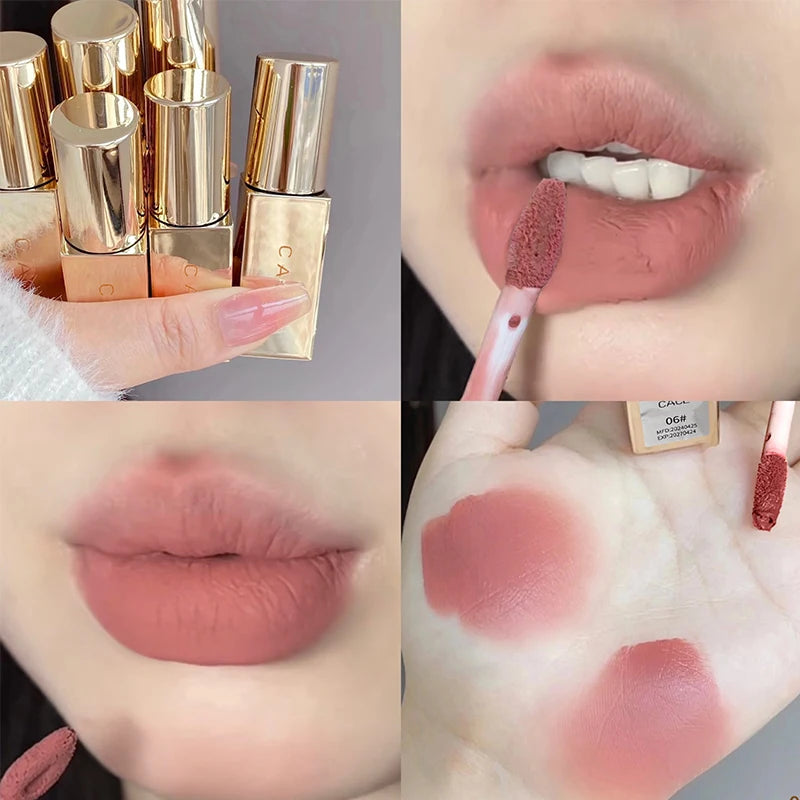 CACE Gold Tube Matter Lip Mud Moisturizing Long Lasting Liquid Lipstick Soft Mist Silky Lipgloss Tint Natural Makeup For Women Oasis Select 06