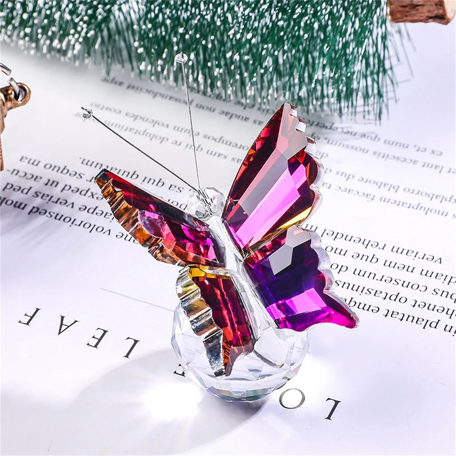 Crystal Handicrafts Three-Dimensional Butterfly Ornaments Souvenirs Small Gifts Creative Home Counter Tabletop Decoration Oasis Select E One Size