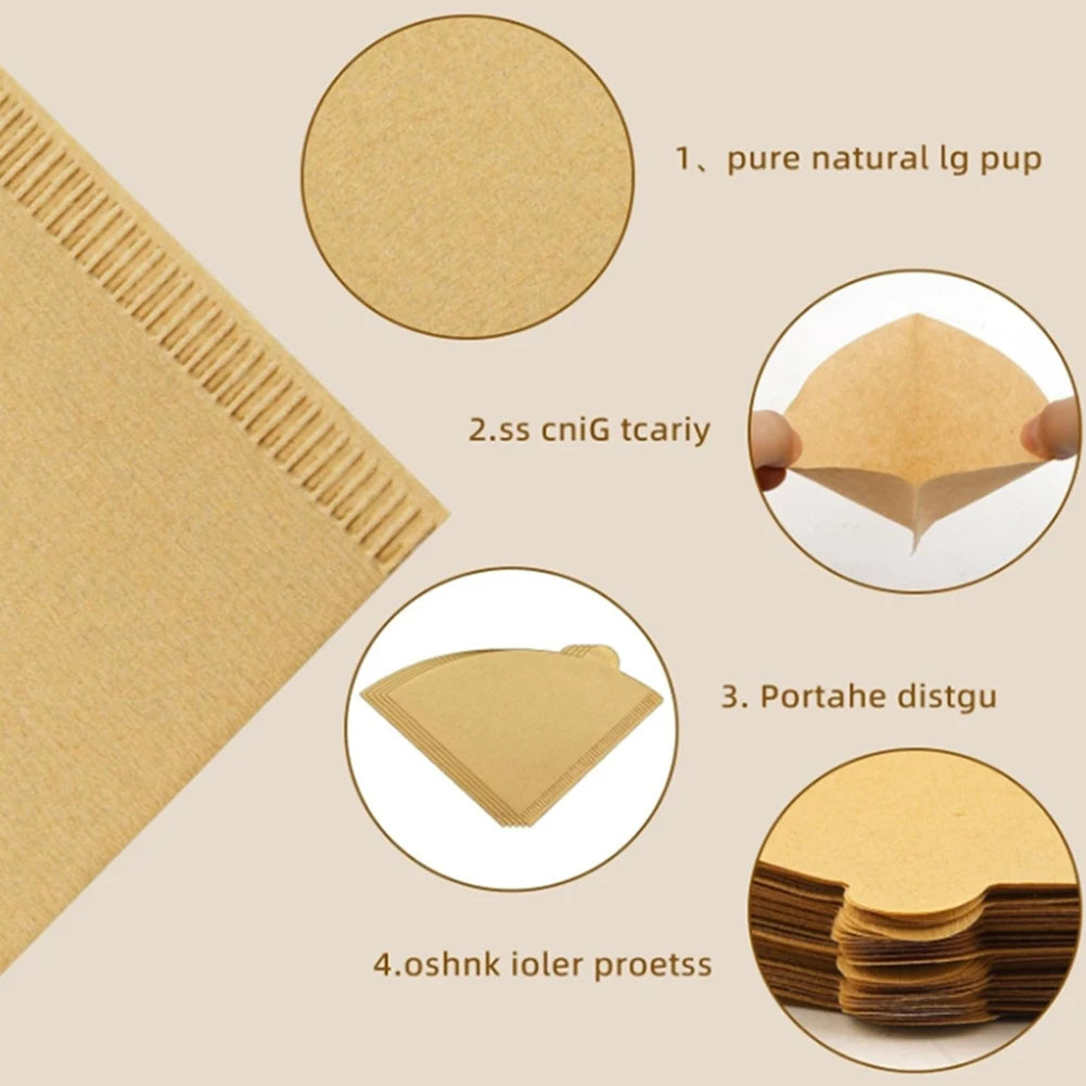 50/100pcs Coffee Filter Paper V-Shaped Cone Filter V01 02 For Pour Over Drip Coffee Filters Accessories Oasis Select