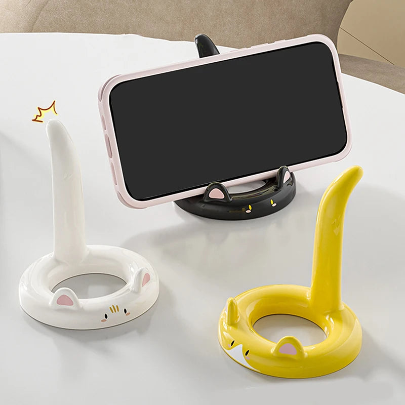 Cute And Sweet Cartoon Cat Mobile Phone Holder, Creative Desktop Mini Mobile Phone Holder, Can Be Used As A Decorative Ornament Oasis Select