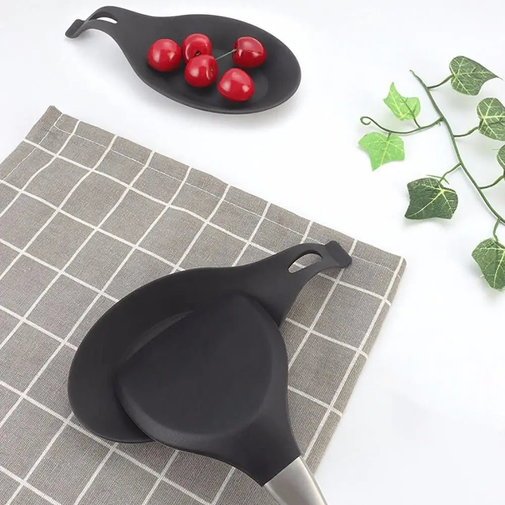 Silicone Spoon Rest & Utensil Holder – Heat Resistant Black
