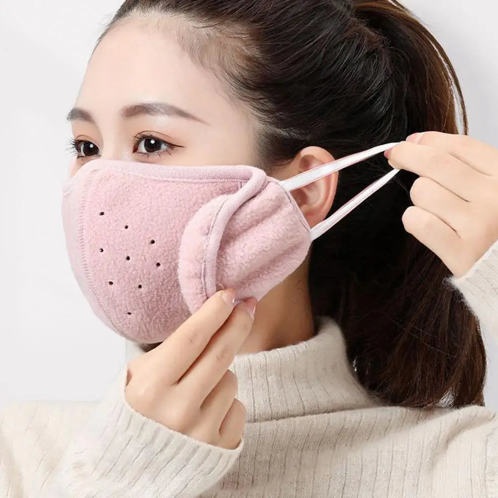 2-Pack Winter Fleece Earmuffs & Windproof Face Cover Unisex