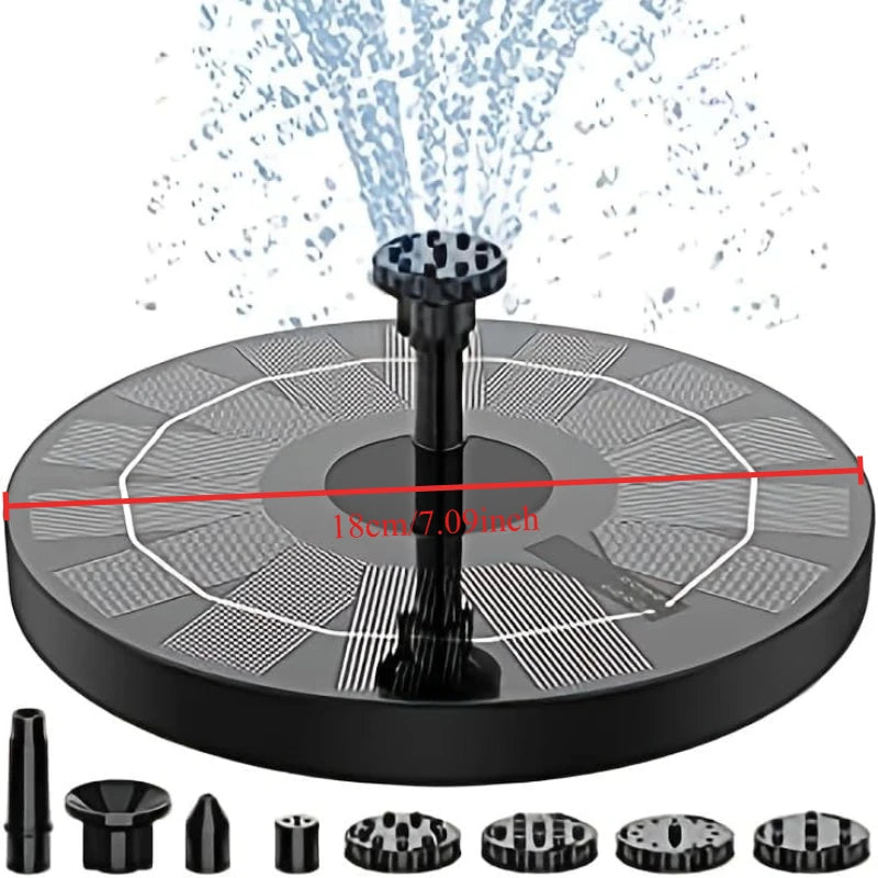 1.5W Solar Fountain Pump, with 6 nozzles Solar Bird Bath Fountain, Water Pump Floating Fountains Suitable for Ponds Oasis Select 3.5W