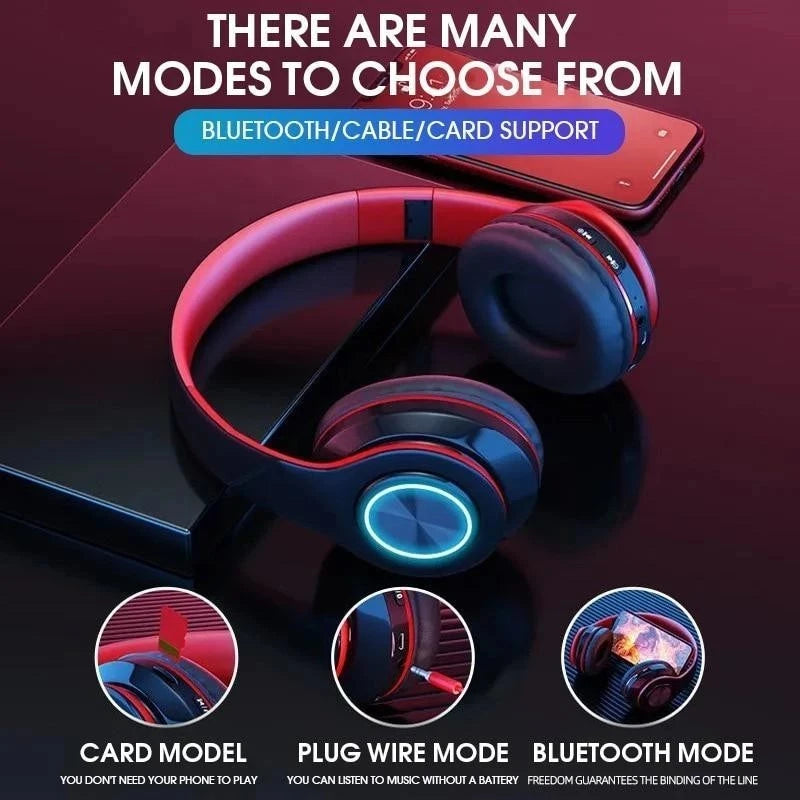 B39 Headphone With Wireless Bluetooth Colorful Light Pluggable Card Game Music Movement Bluetooth Headset for Phone Oasis Select
