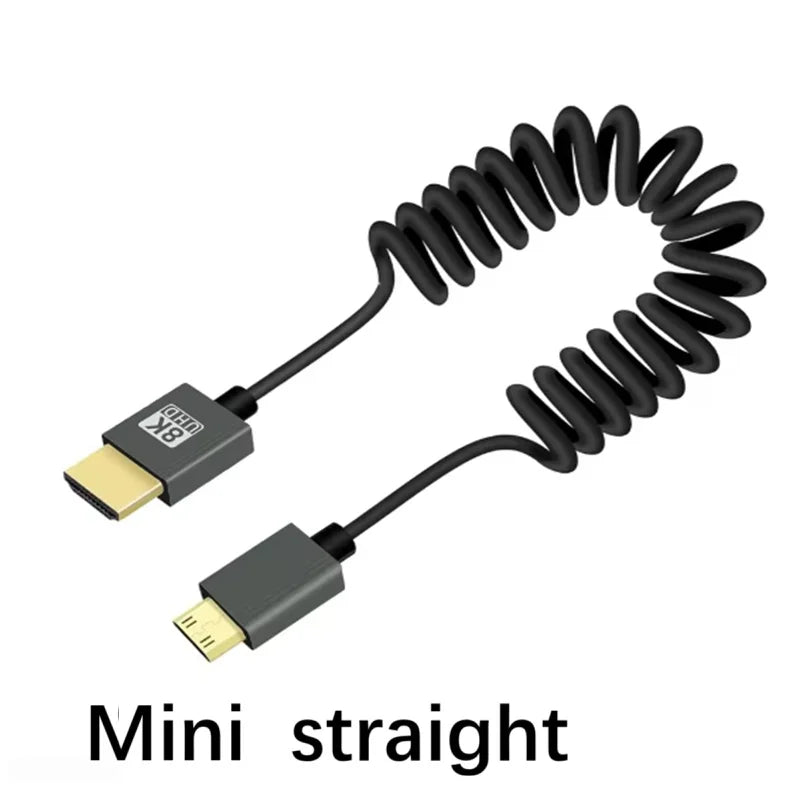 8K HDMI Cable Mini Micro HDMI to HDMI-compatible cable Mini HDMI Micro HDMI Coiled Cord for Laptop Camera DV Monitor Display Oasis Select Mini Straight