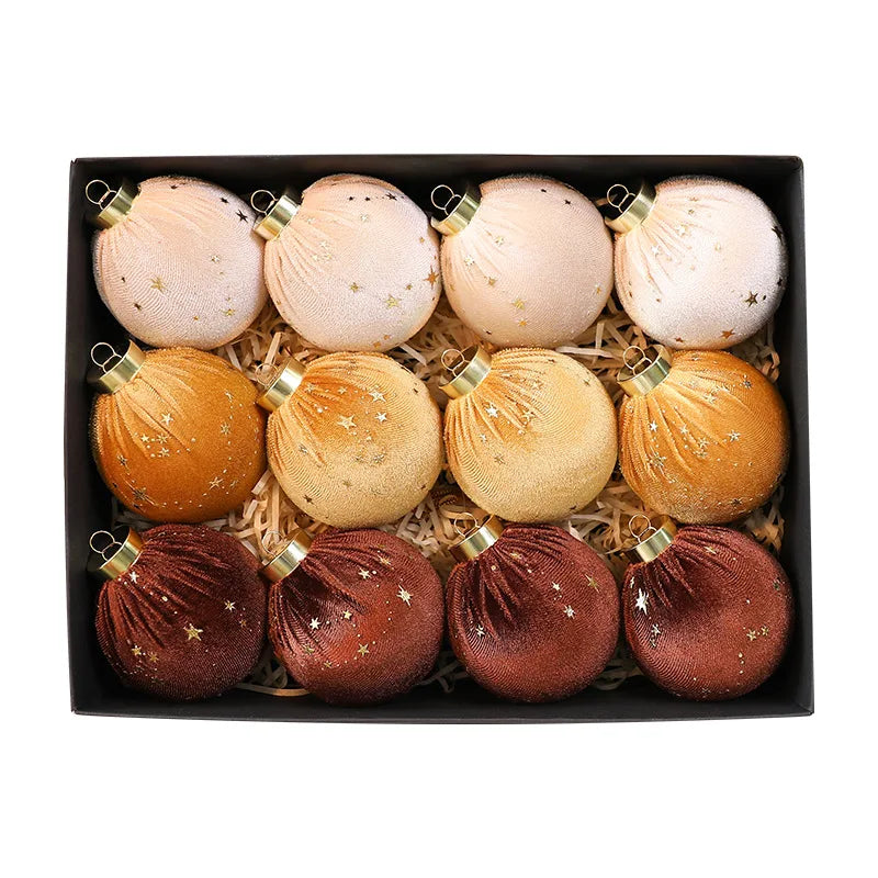 12-Pack 8cm Velvet Christmas Ball Ornaments | Tree Decor