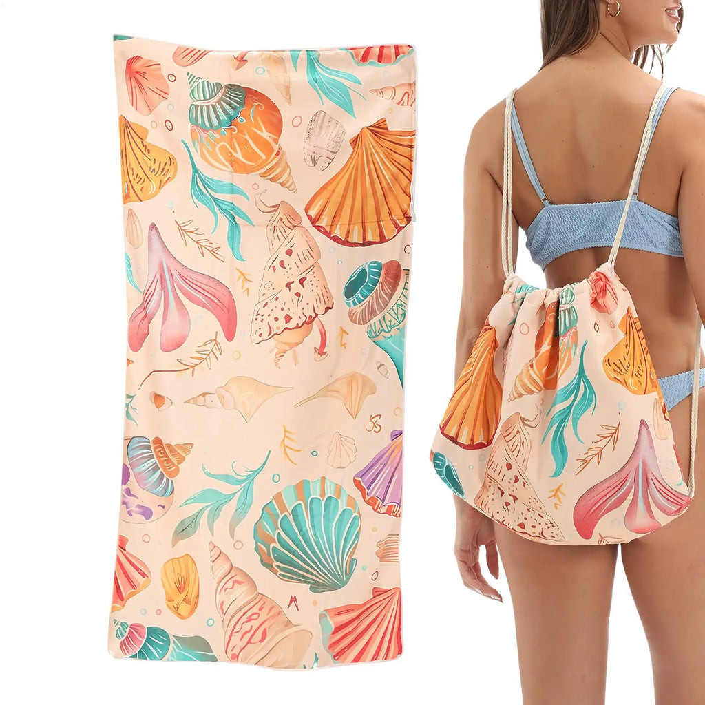 Beach Towel Printed Towel Portable with Storage Bag Large Beach Towel Bath Towel Quick-drying Towel for Vacation Outdoor Oasis Select
