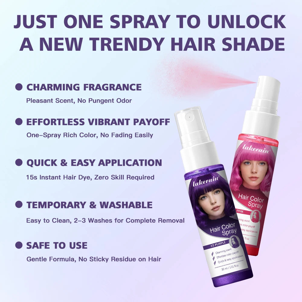 Hair Color Spray Disposable Hair Dye Spray DIY One-Time Hair Color Liquid Washable 8 Colors Party Temporary Hair Styling Spray Oasis Select