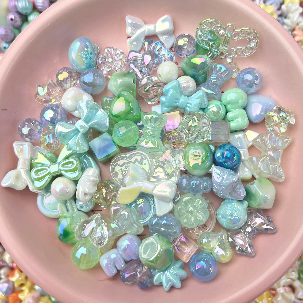 20g Y2K Acrylic Assorted Beads Flower Sweetheart Butterfly Candy Kawaii Aesthetic Beads for Bracelets DIY Jewelry Making Supply Oasis Select Blue Green