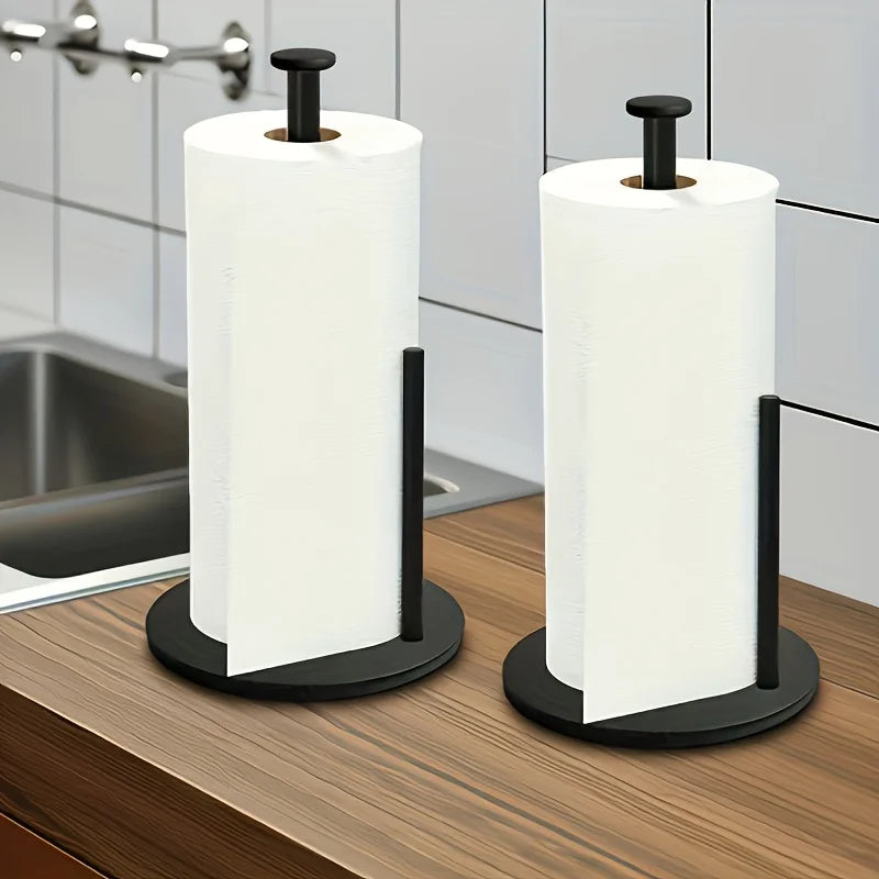 Stainless Steel Kitchen Roll Holder with Weighted Base - Heavy-Duty Countertop Organizer, Space-Saving Design for Paper Towels Oasis Select