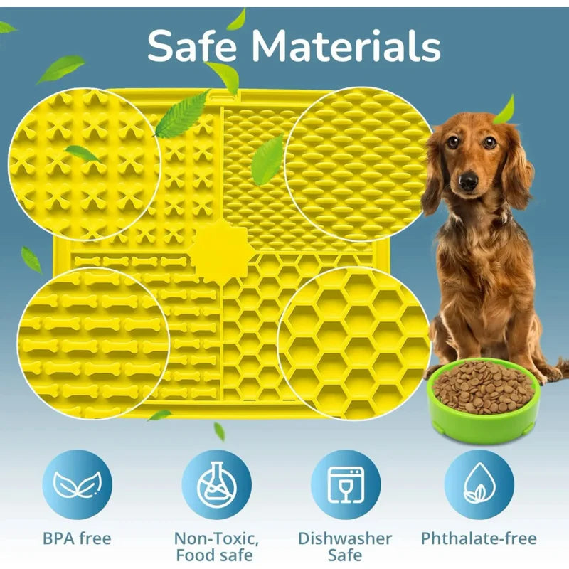 Slow Feeder and Lick Mat Bundle, Slow Feeder Dog Bowls BPA Free Food Safe Materials PVC Lead & Phthalate-Free Lick mat for Dogs Oasis Select