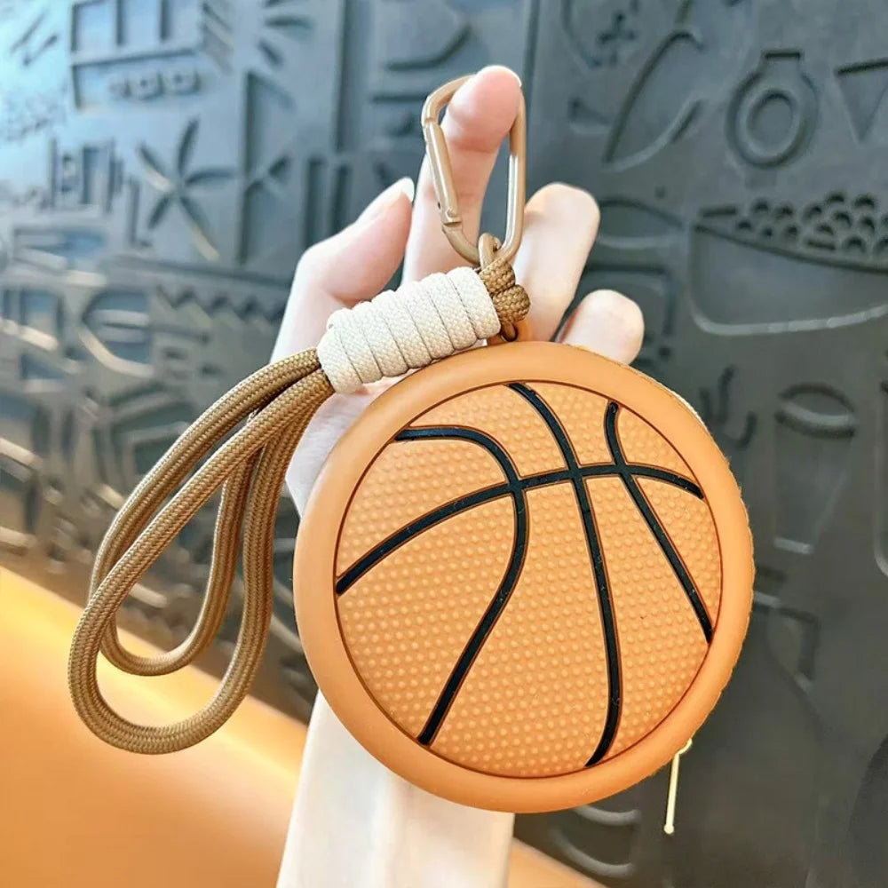Creative Sports Style Silicone Coin Purse Wallet Basketball Football Shaped Storage Bag Headphone Box Schoolbag Pendant Keychain Oasis Select Basketball
