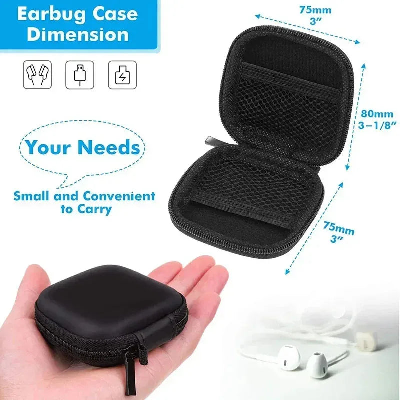1/2/3pcs Mini Portable Earphone Bag Coin Purse Headphone USB Cable Case Carrying Pouch Bag Earphone Accessory Square Storage Box Oasis Select