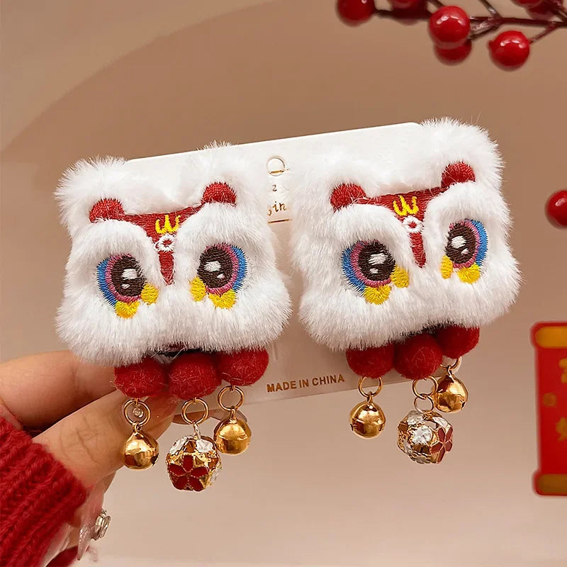 1/2pcs tassel hair clip, red New Year hair clip, Chinese style cute women's autumn and winter ancient style Hanfu headwear Oasis Select 2pcs bell