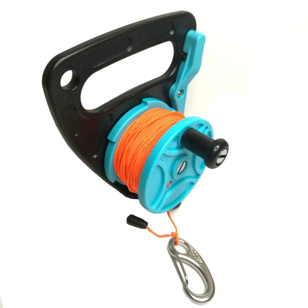 150ft Line SMB Dive Wreck Cave Diving Reel with Handle Thumb Stopper Clip Hook for Underwater Scuba Diving Diver Snorkeling Oasis Select