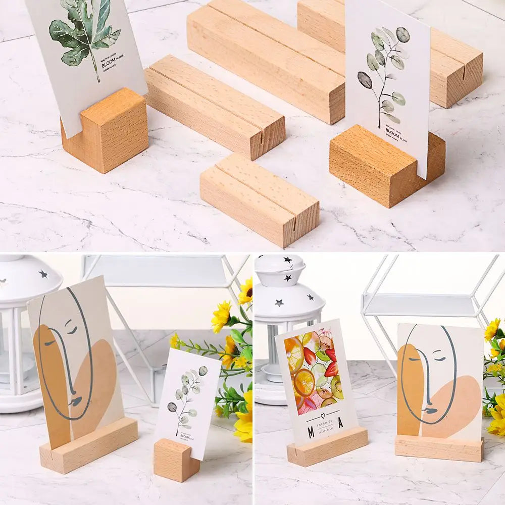 Picture Frame Base Desk Card Natural Wooden Notes Clips Photo Holder Clamps Stand Support Desktop Decor Oasis Select
