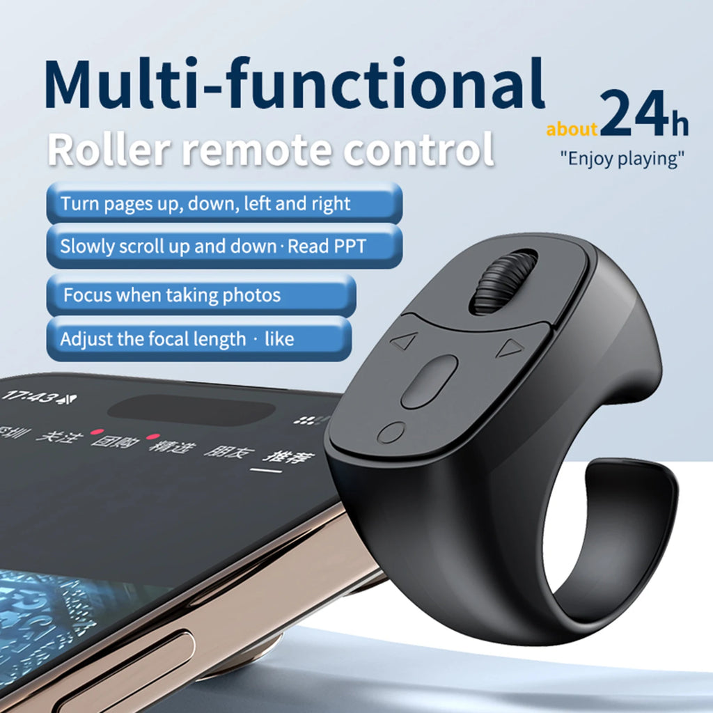 Bluetooth 5.3 Finger Ring Remote – Page Turner & Selfie Wireless Ring Remote Oasis Select