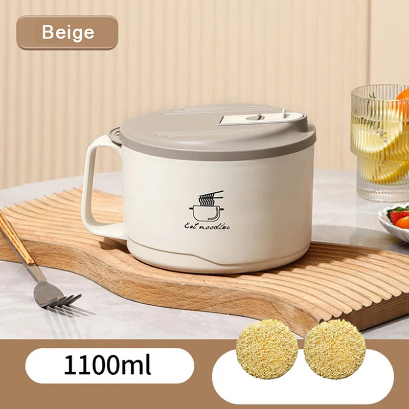 Stainless Steel Noodle Bowl with Lid – Large Capacity