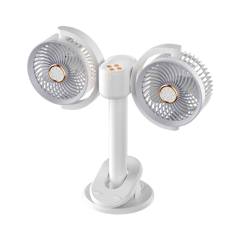 URGGU Y6 Dual Head USB Clip & Desk Fan with Timer & Light