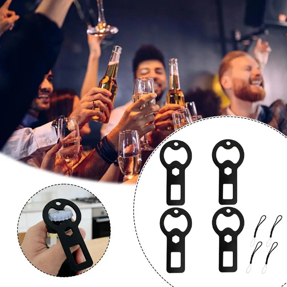 Beer bottle opener Portable Metal Bottle Opener Keychain 4-Pack Flat Beer Bottle Openers with Lanyard Oasis Select