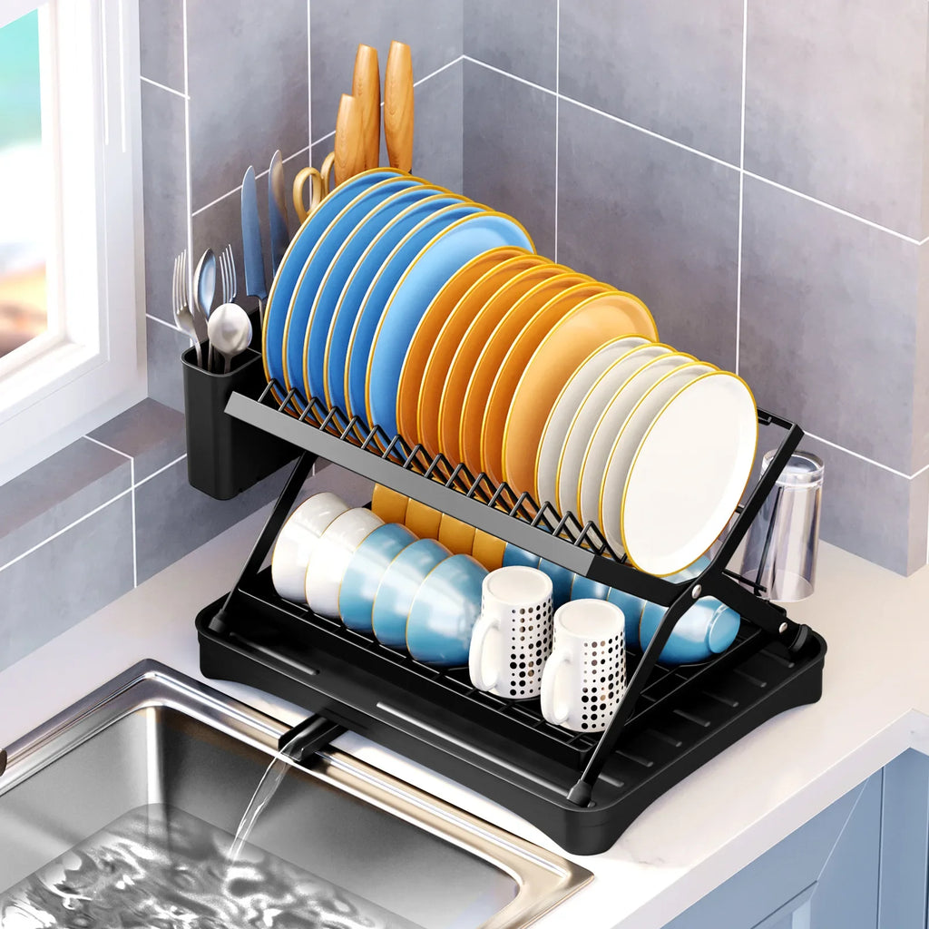 Kitchen Storage Dish Rack Foldable Household Multifunctional Storage Drain Dish Rack Oasis Select