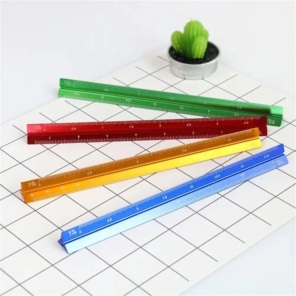 High Quality Colorful 15cm 30cm Aluminum Triangular Scale Ruler 1:20 - 1:600 Alloy Metal Scale Regua Desenho H0003 Oasis Select