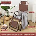 Rattan chair rattan woven folding lunch break recliner home leisure backrest elderly lazy chair durable nap bed folding chair Oasis Select Braided-Brown-D