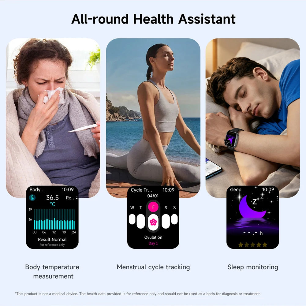 Health Analysis Smartwatch 7/24H Healthy Smart Watches Men Women Motion Tracking ECG+PPG Sleep Blue Tooth Call For IOS Android Oasis Select