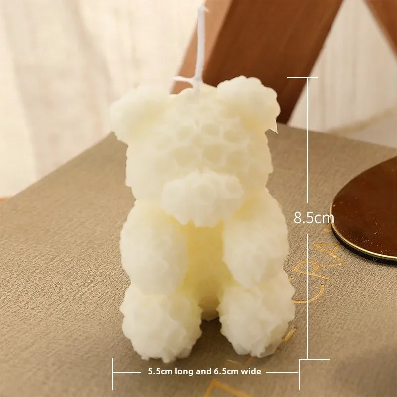 Hand Gift Creative Rose Bear Home Decoration Fragrance Advanced Atmosphere Birthday Gift Scented Candle Oasis Select L white