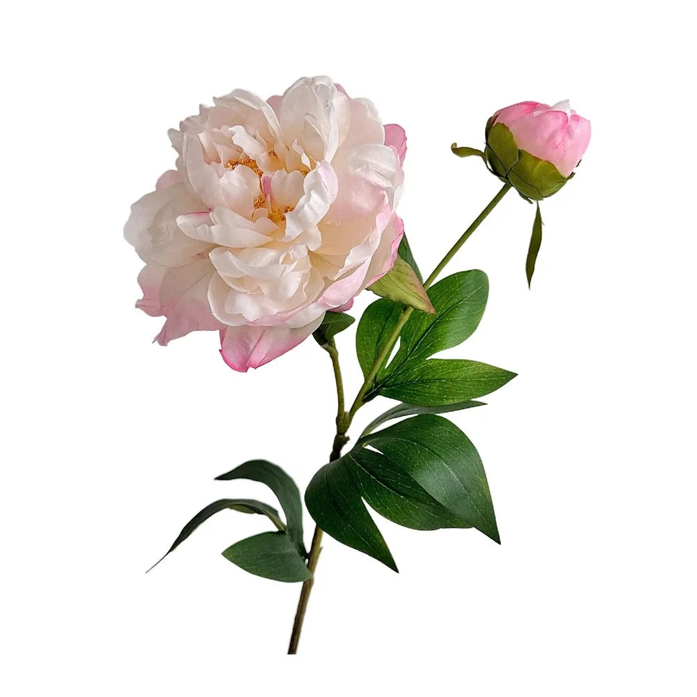 DIY 2 Head Artificial Peony Bouquet Silk Cloth Lifelike Artificial Flower Silk Fake Flower Photography Prop Oasis Select Pink