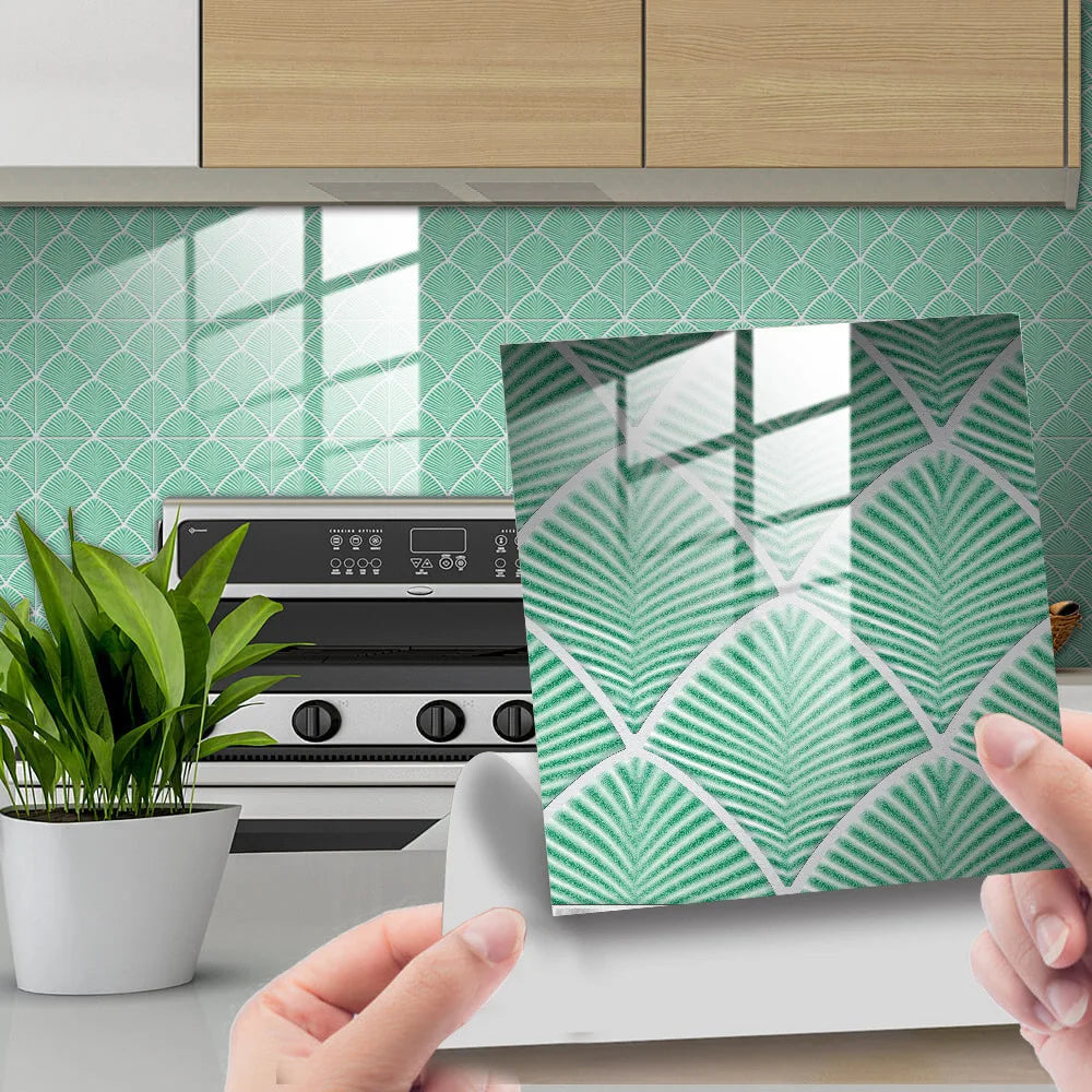 Covered with crystal film peacock feather pattern renovation home mural tile wall sticker Oasis Select DJ053 10x10cm-10pcs
