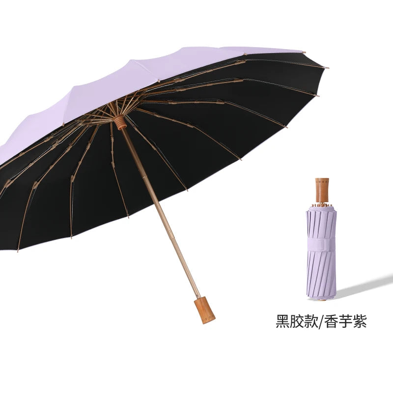 16 Bone Titanium Silver Sun Umbrella Protection UV Sunshine Rain