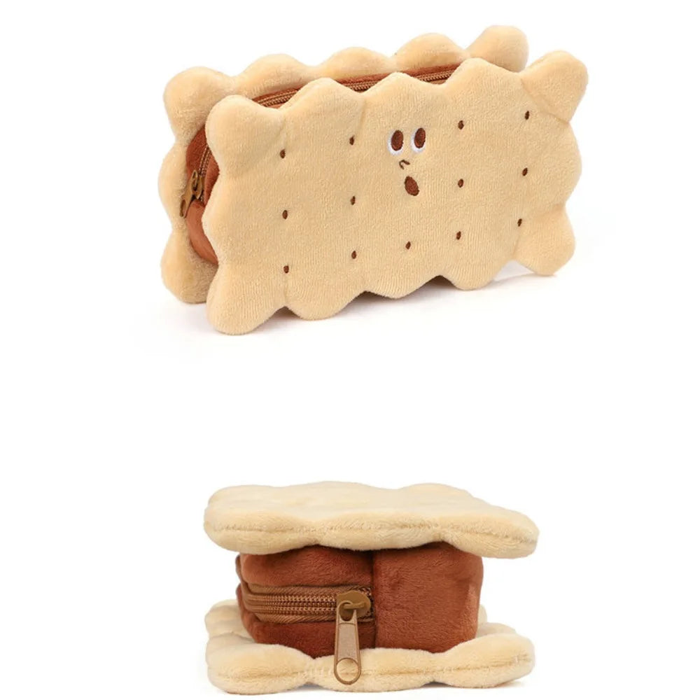 Kawaii Pencil Case High Capacity Plush Cookies Pen Bags Cute Cartoon Brown Pen Box Girls Office School Supplies Stationary Oasis Select