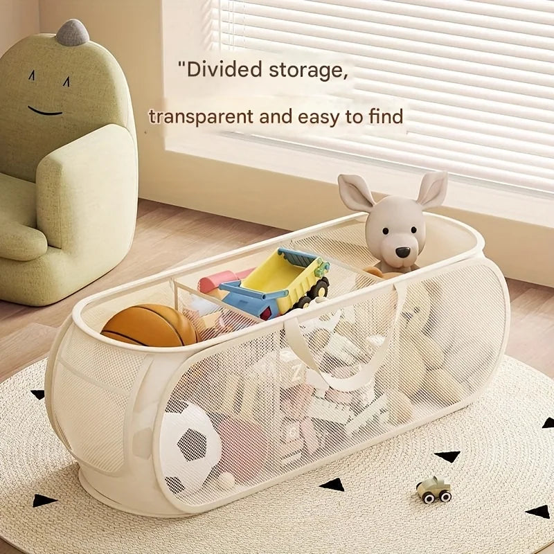 Large Capacity Toy Storage Basket - Transparent Fabric Organizer with Divided Compartments, Toy Storage Organizer Oasis Select