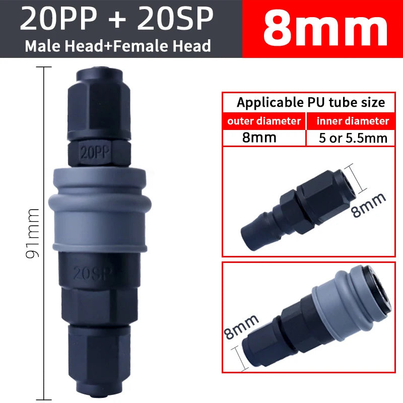 New C-Type Self-locking Quick Connect Adapter Compressor Pneumatic Fittings 8/10/12mm Pneumatic Self-locking Quick Connector Oasis Select 8mm