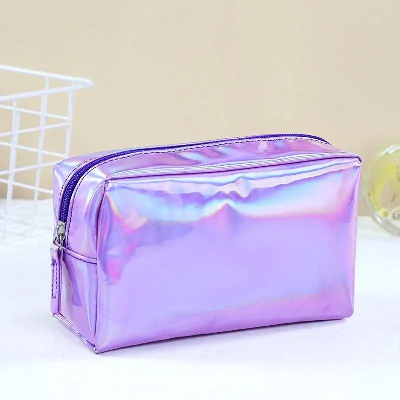 Holographic Laser Cosmetic Bag | Waterproof Travel Makeup Organizer Travel Cosmetic Bag Oasis Select Purple