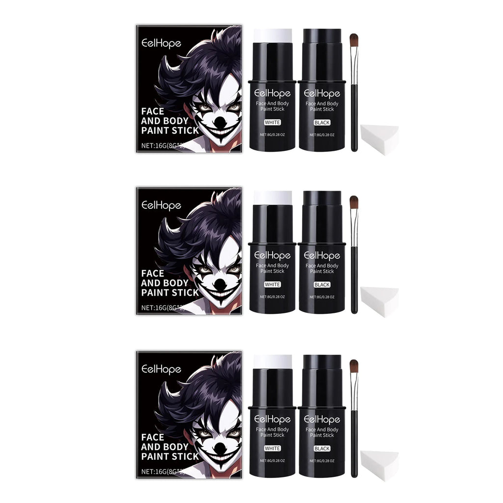 Black & White Face Body Paint Kit – Halloween & Cosplay Set Face & Body Paint Kit Oasis Select 3sets boxed